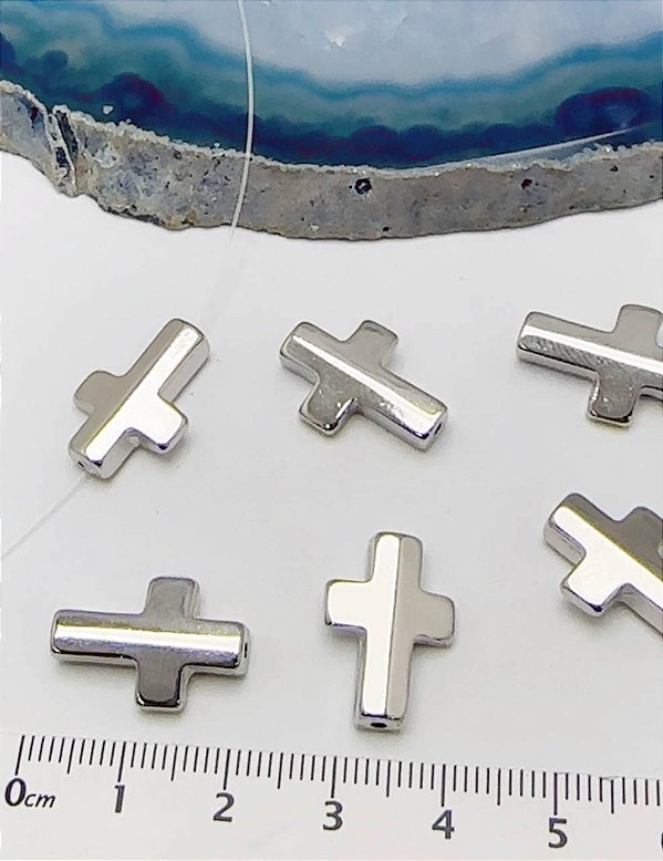 Pingente Cruz Passante - 01 Unid - Níquel Branco