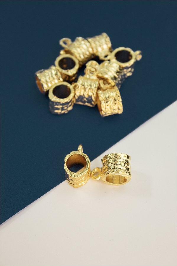 Canequinha metal 10mm Furo interno 9mm Ouro - 01 unid