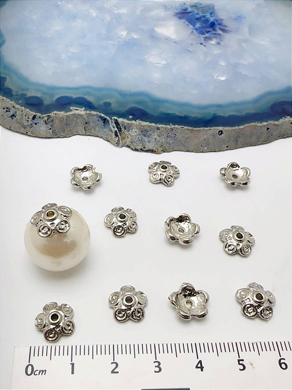 Tulipa metal 10mm - 10 pçs - Níquel Branco