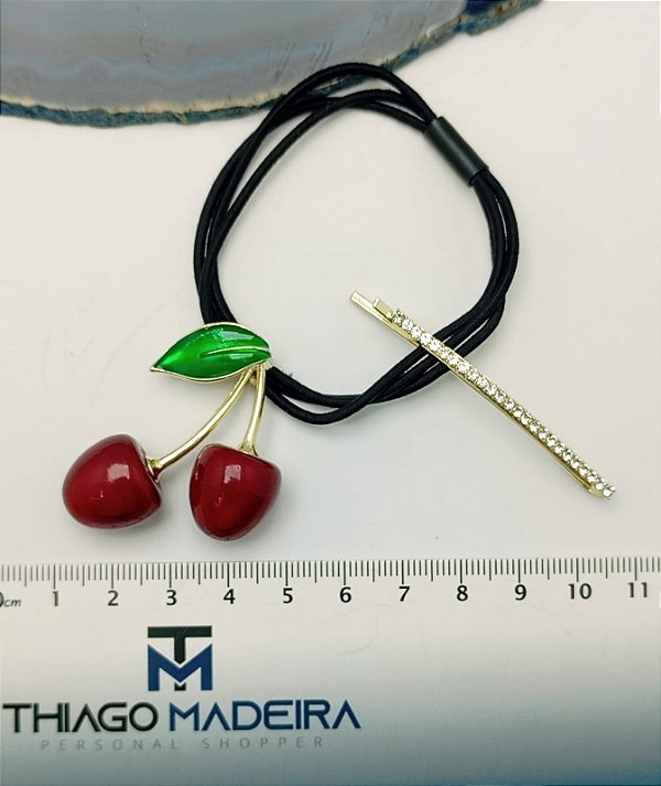 KIT  XUXINHA CHERRY  E GRAMPO DE ZIRCONIA - 2 UNIDADES