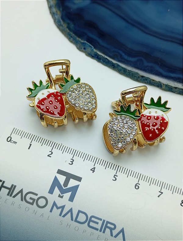 PIRANHA MORANGO CRAVEJADA ZIRCONIA - METAL DOUDADA - 1 UNIDADE