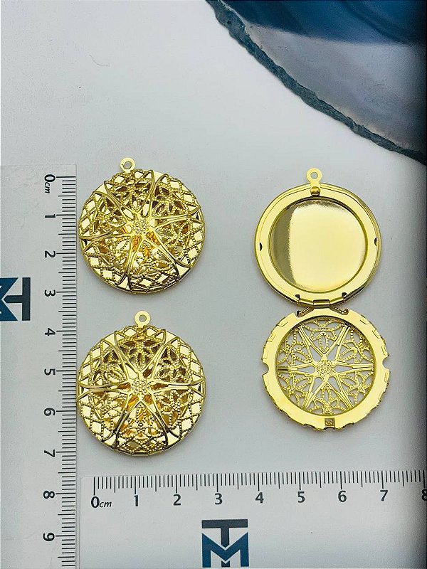 Pingente Relicario Redondo 30mm- 01 unid