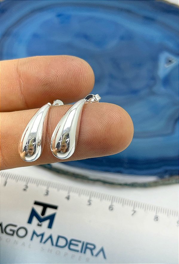Brinco Gota Prata Banho 50 milésimos de camada Prata 925 - com verniz protetivo - 1 par