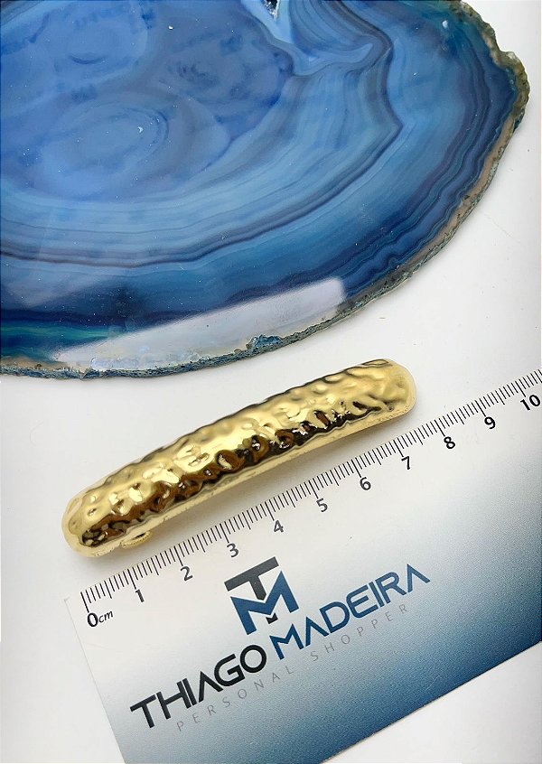 PRESILHA PALITO AMASSADO DOURADO - 1 UNIDADE