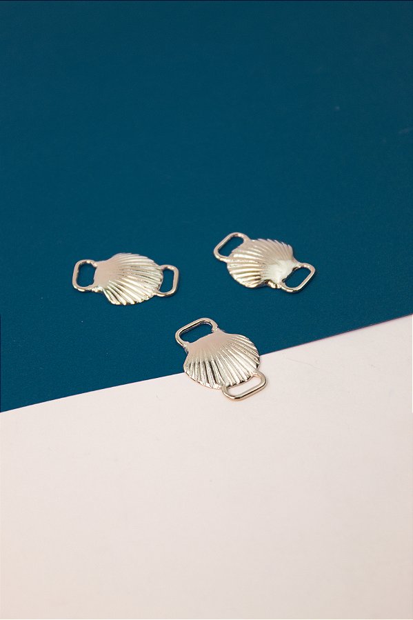 Pingente Concha 2 saídas - 01 unid - Níquel Branco