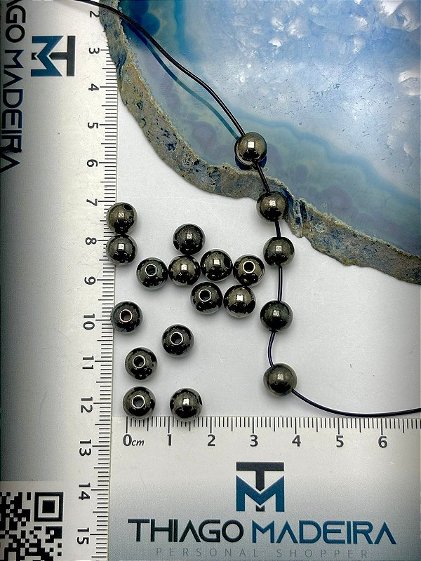 Entremeio Bola 8mm grafite - 30pcs