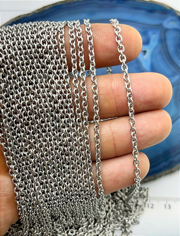 Corrente Cadeado Aço inox - arame 0,80mm - Nao escure nunca - 1 metro