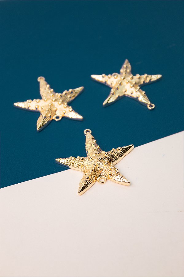 Pingente Estrela 2 Saidas Ouro - 01 und