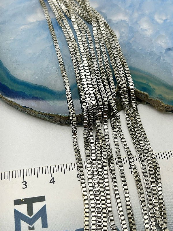 Corrente Veneziana 1,5mm ferro - banho niquel branco - 1 metro