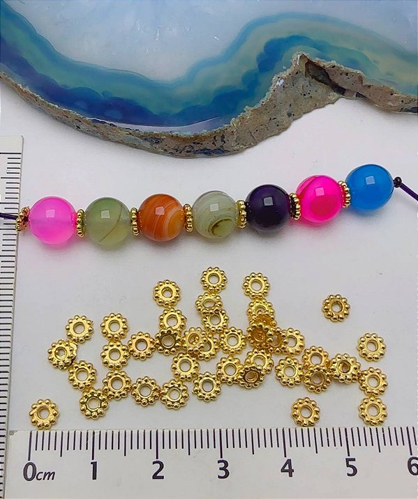 Entremeio 4mm Ouro - 100pçs