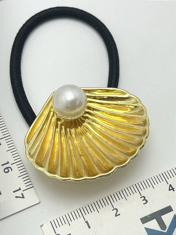 Amarrador concha com perola  - metal dourado - 1 und