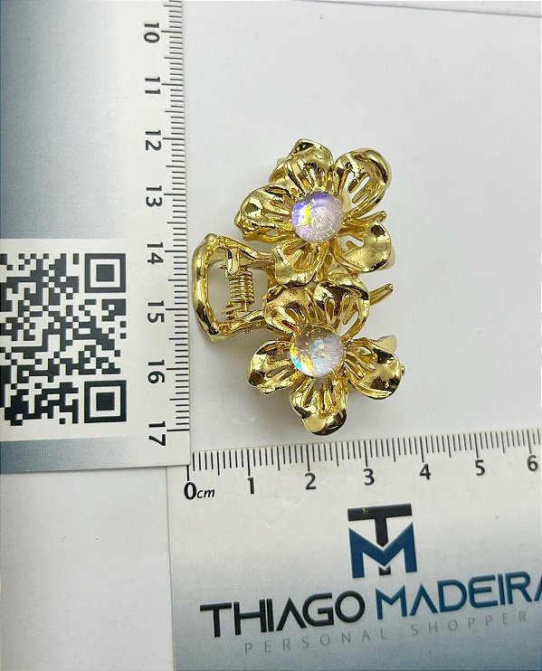 Piranha Flor metal dourado - 1 unidade