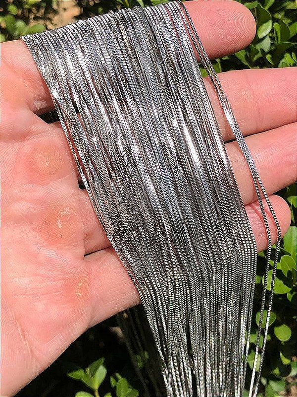 Corrente Veneziana 0,80Mm Banho Níquel Branco - 1 Metro