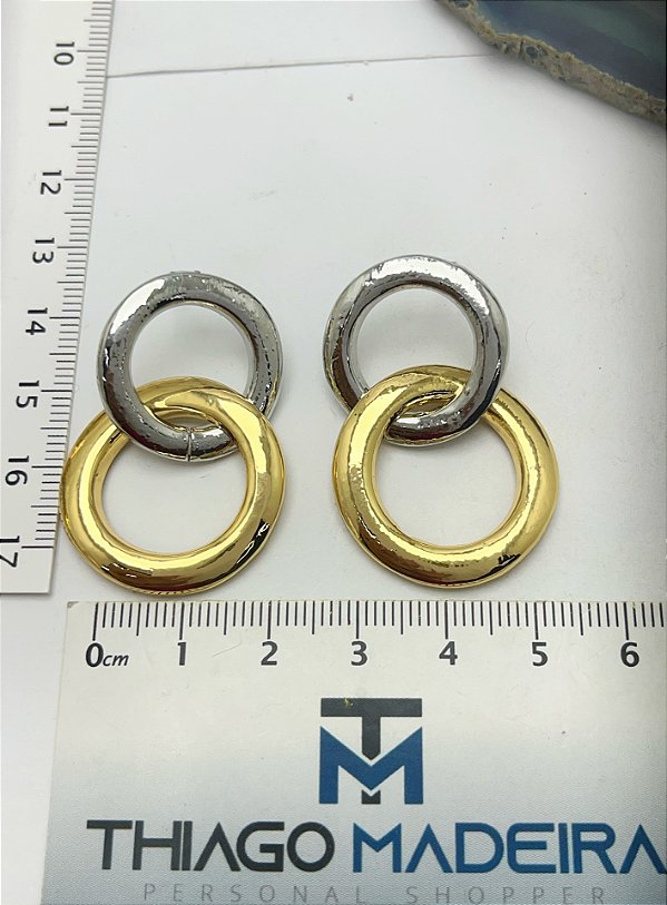 Brinco Argola duplo ouro e níquel - 1 par