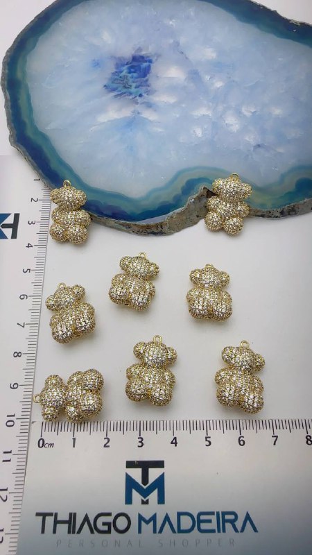 Pingente Urso Cravejado Ouro - 01 Unid