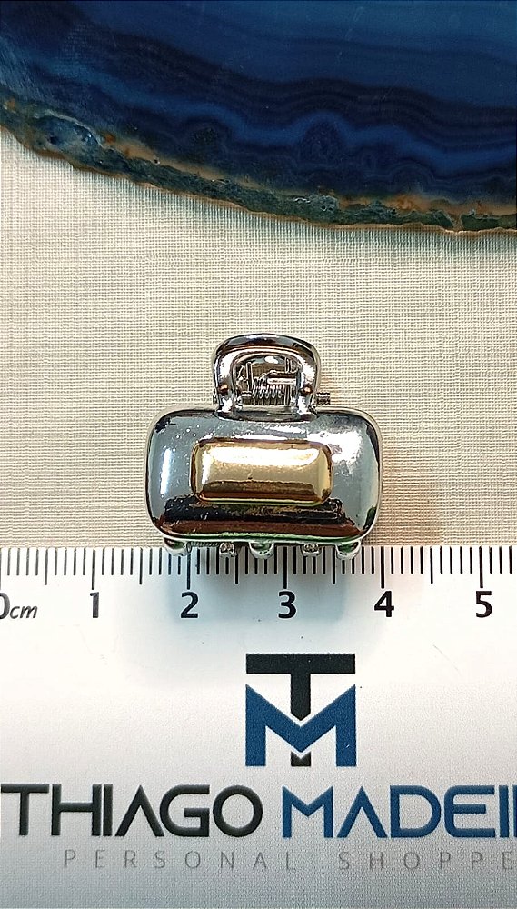 Mini piranha retangular metal niquel e dourado - 1 unidade - Tudo para Montagem - Thiago Madeira
