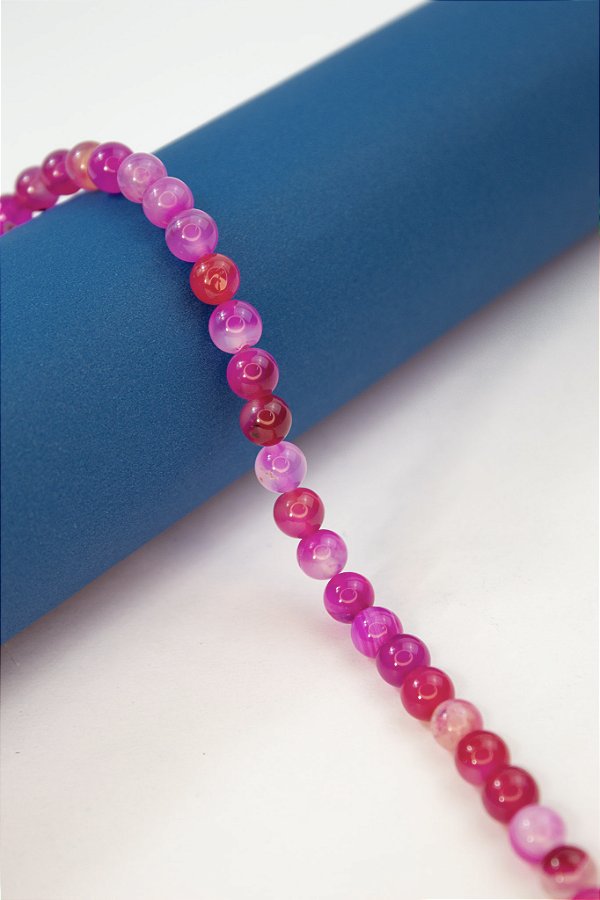 Fio Pedra 8mm Agata Rosa Mix - O Fio