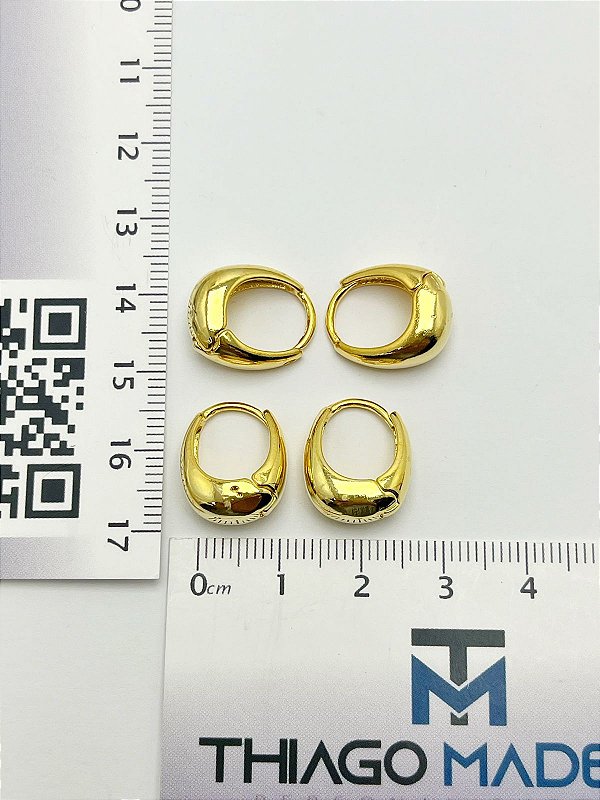 Brinco Argola click Abaolada - 1 par - medida 11mm - banho ouro 2 milesimos camada e verniz italiano