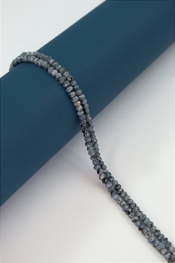 Fio Pedra 4Mm Facetada Jade Azul Mesclado - O Fio