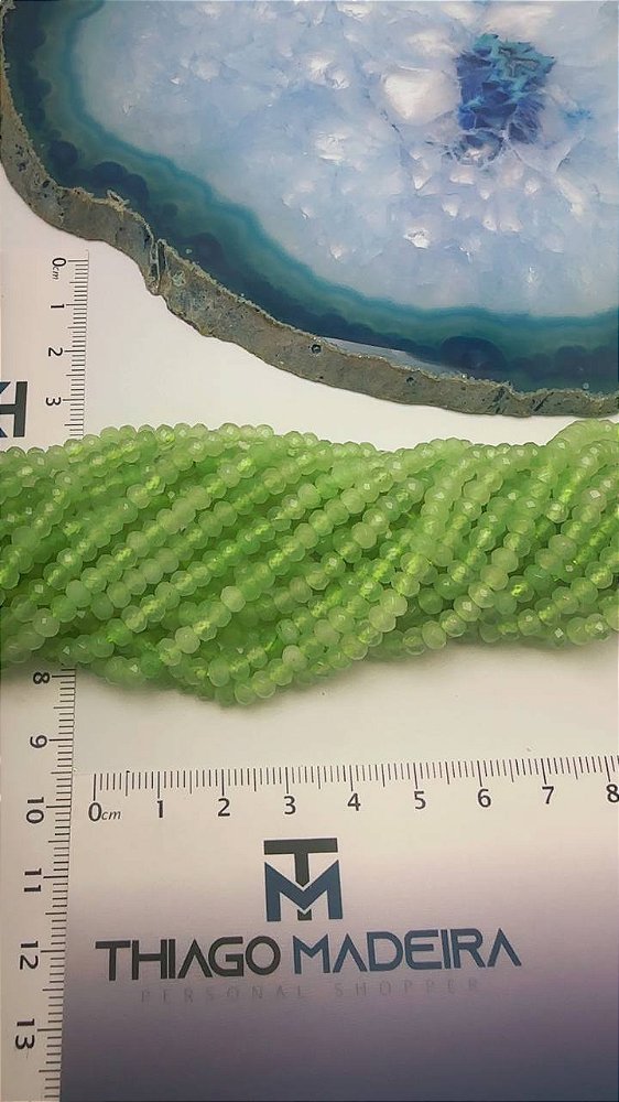 Fio Pedra 4Mm Facetada Jade Verde - O Fio