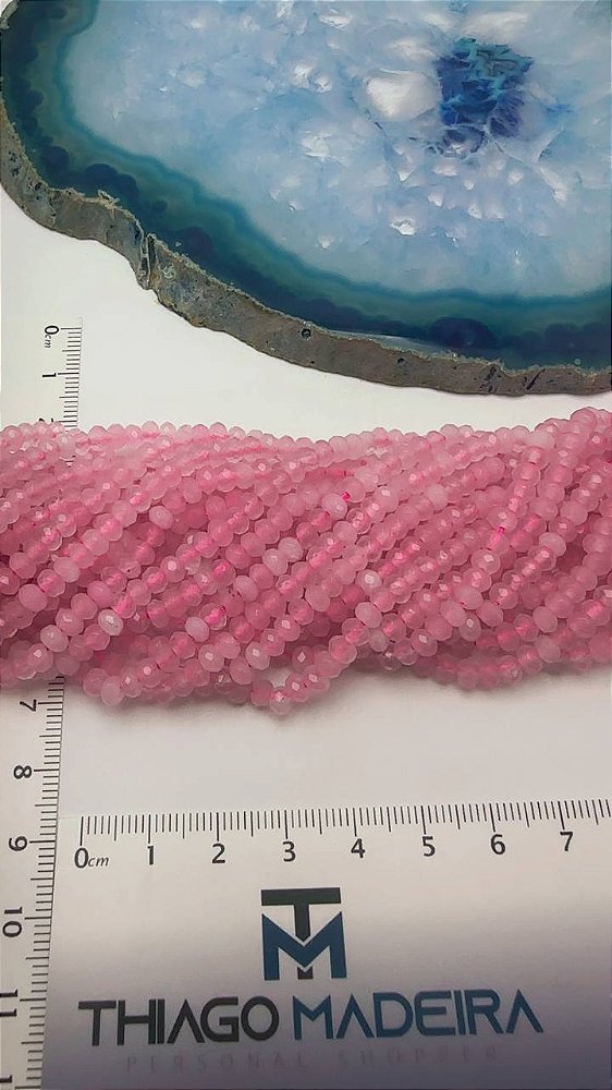 Fio Pedra 4Mm Facetada Jade Rosa - O Fio