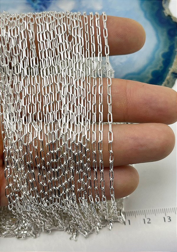 Corrente Cartier Diamantada Prata 925 - Banho semijoia Prata com 50 milésimos de camada e Verniz Protetivo - 1 metro