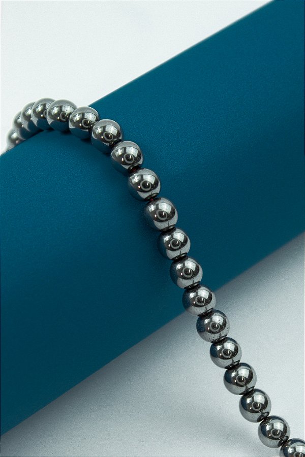 Fio Pedra Hematita 8mm Grafite - O Fio