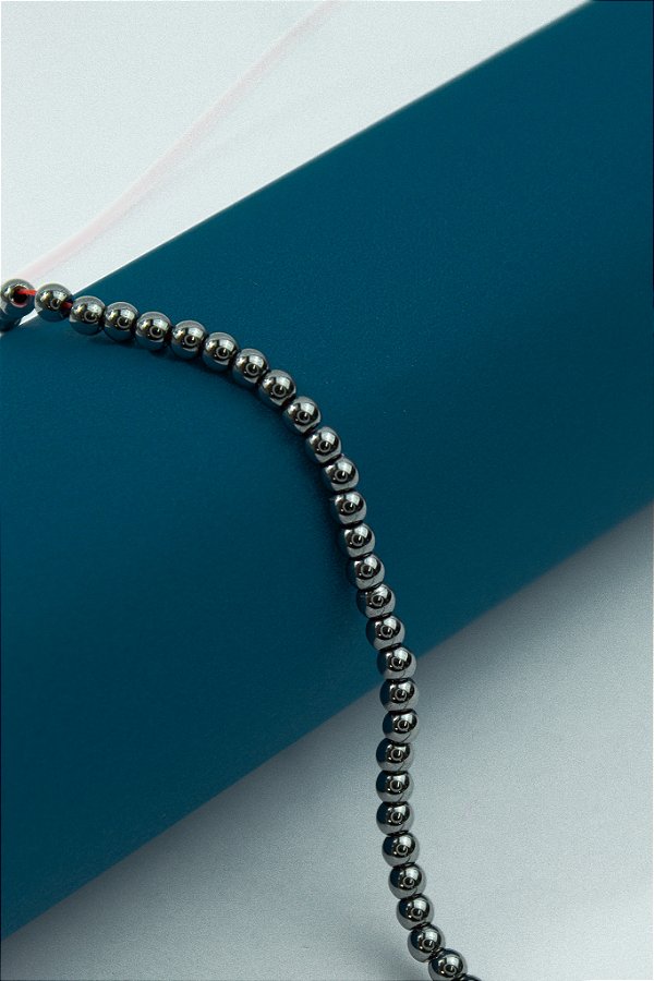 Fio Pedra Hematita 4mm Grafite - O Fio