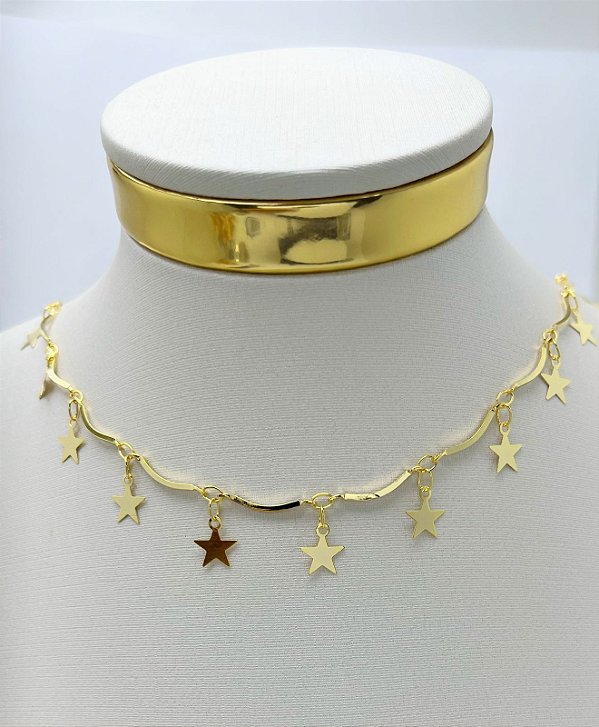 Corrente Estrela - banho ouro com 2 milésimos de camada  e verniz - 1 metro
