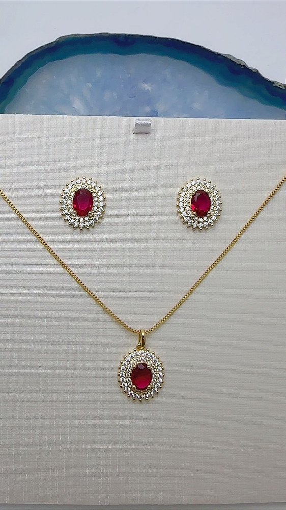 Conjunto Oval Cravejado - 01 Conjunto