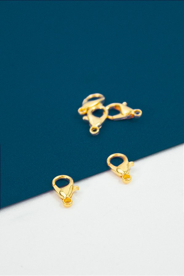 Fecho Lagosta 12mm Ouro - 10 Pçs