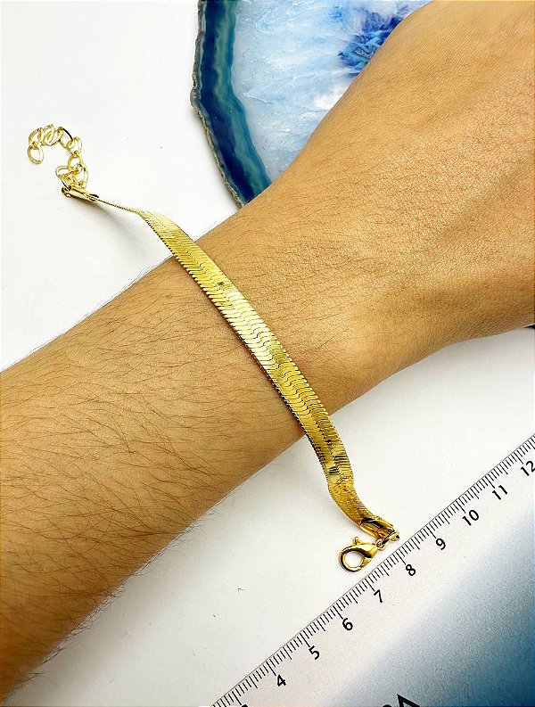 Pulseira fita 5mm ouro - 01 Unid