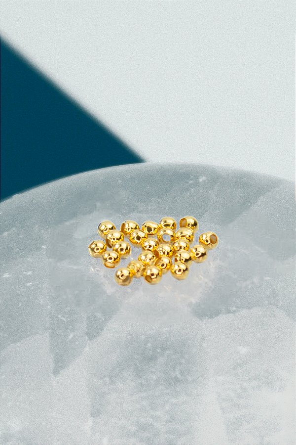 Entremeio Bolinha Metal 3,5Mm Ouro 18K - 50pçs