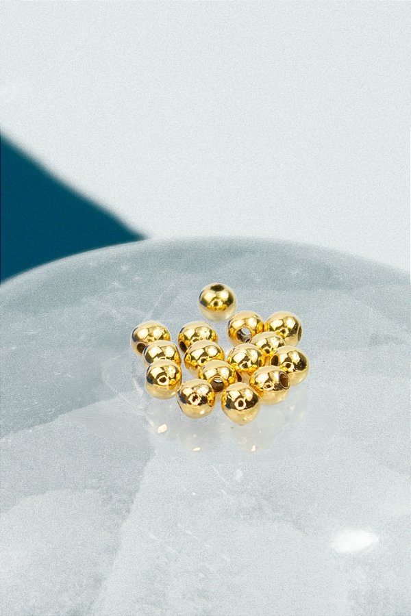 Entremeio Bolinha Metal 4,5Mm Ouro 18K - 50pçs