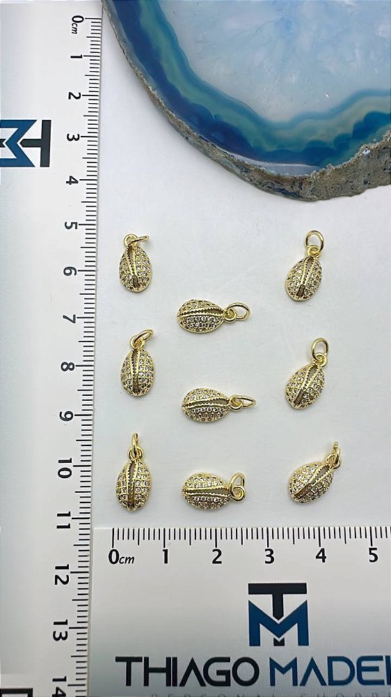 Pingente Buzios Cravejado Ouro - 01 Und