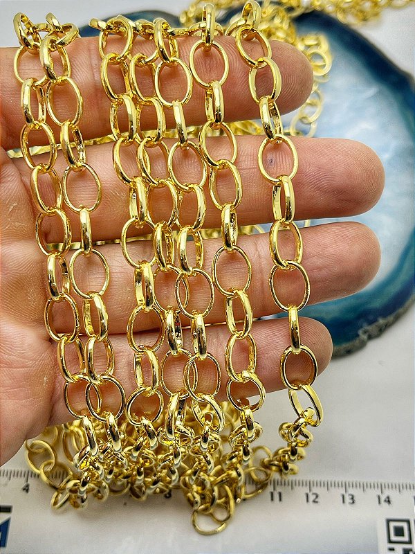 Corrente Guarana elo portugues - Banho ouro camada 2 milésimos com verniz - arame 1,50mm - 1 metro
