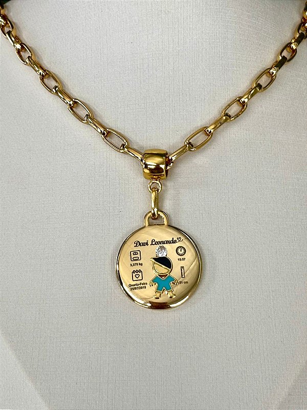 Colar Medalha Personalizado Filhos Ouro - 01 unid