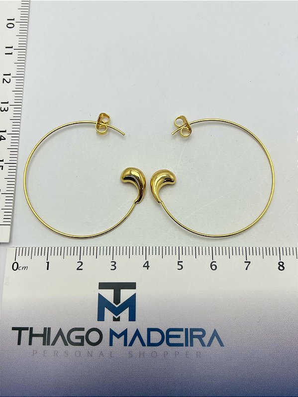 Brinco Argola Gota banho ouro - 1 par