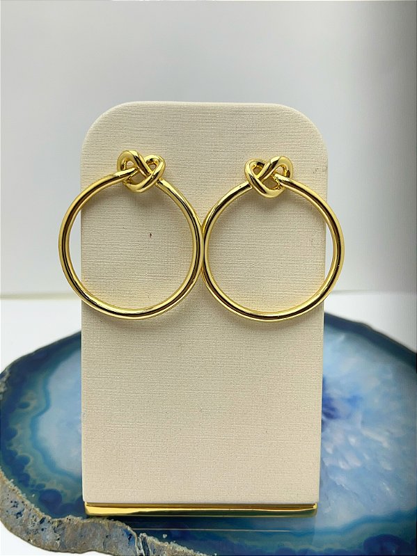 Brinco Argola Laço orgânico banho ouro - 1 par