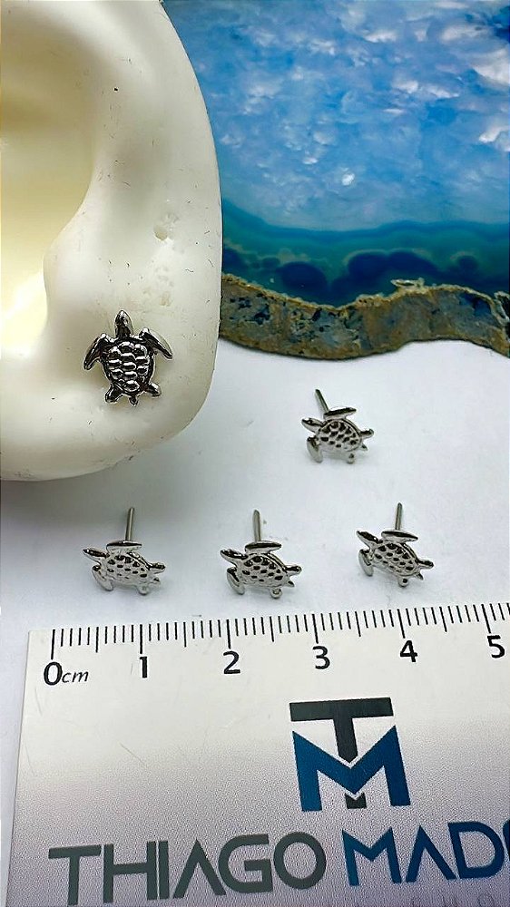 Brinco Tartaruga Aço Inox - 01 Par