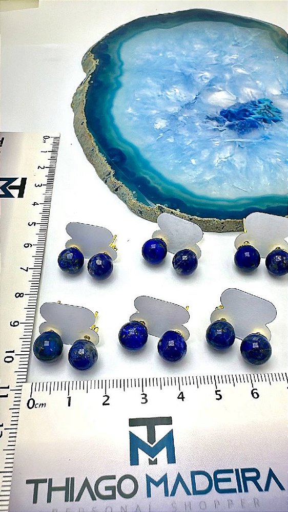 Brinco De Pedra Natural Lapis Lazuli - O Par