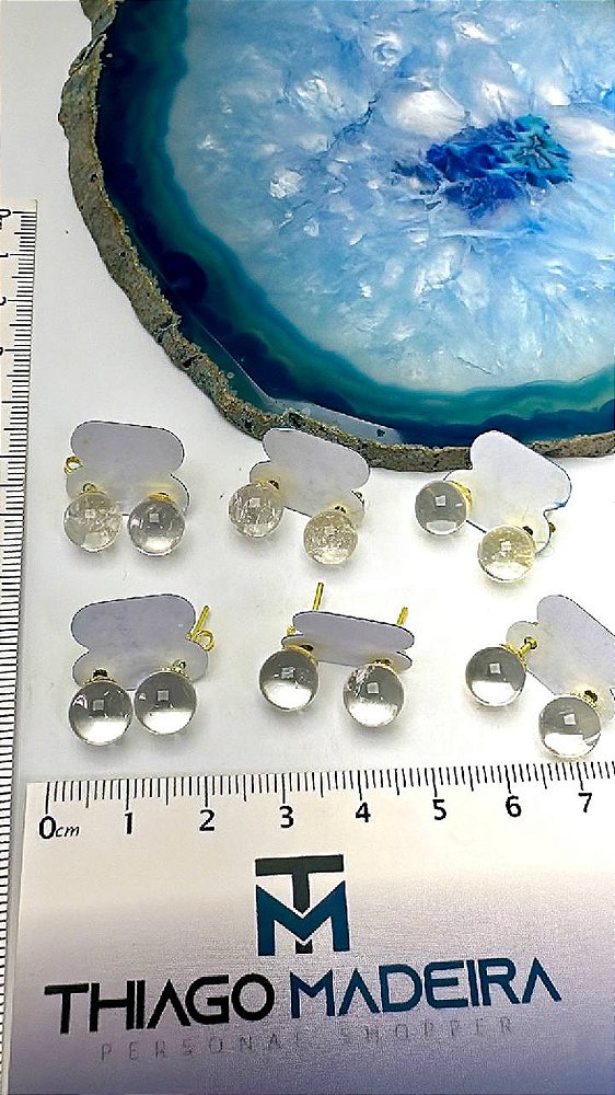 Brinco De Pedra Natural Quartzo Cristal - O Par