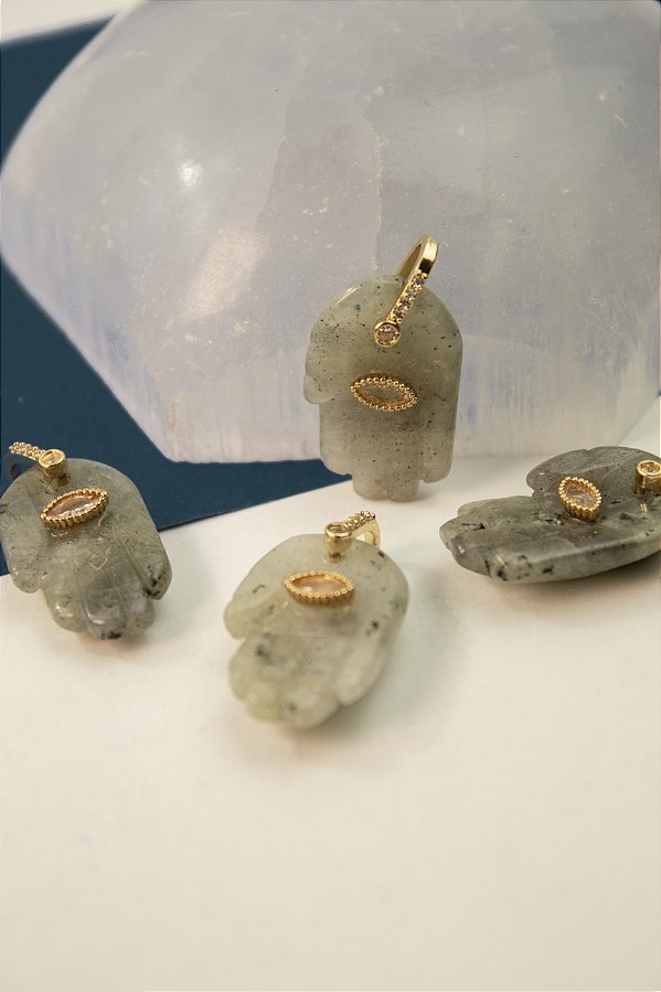 Pingente Pedra Natural Mao De Fatima - 01 Und