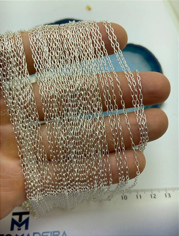 Corrente Cartier para Terço - Banho Prata Semijoia camada 50 milésimos Com Verniz - arame 0,40Mm - 1 Metro