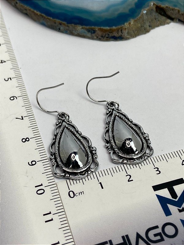 Brinco Aço Inox Gota Estilo Prata Bali - 1 par