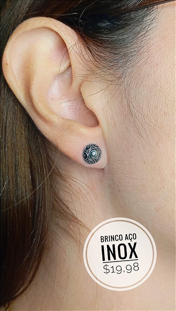 Brinco Aço Inox Bolinha Estilo Prata Bali - 1 par