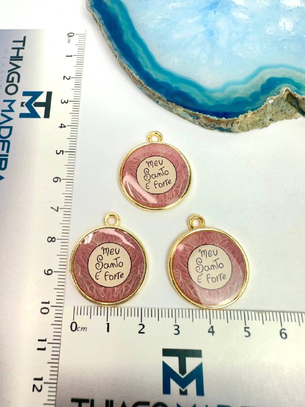 Pingente Resinado Meu Santo É Forte Ouro - 01 Und
