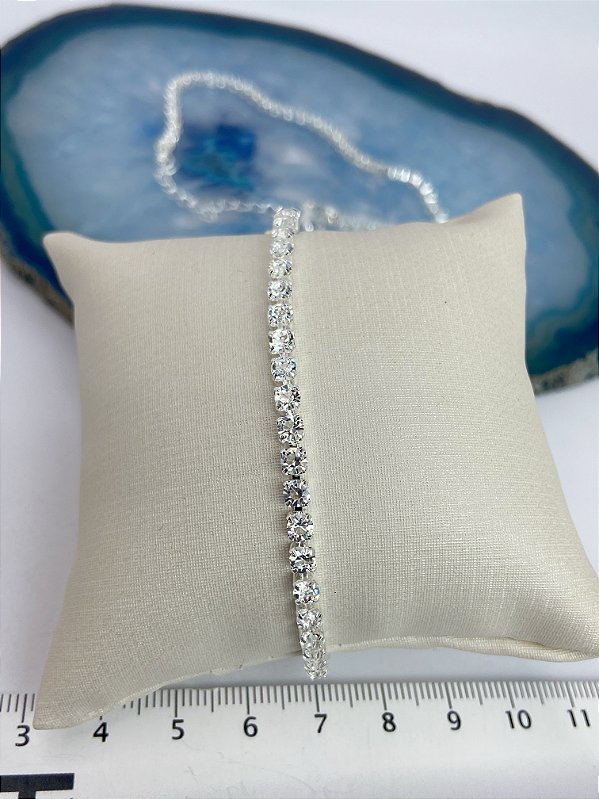 Pulseira Riviera cristal Banho Banho Prata 925 camada 50 milésimos - Semijoia - 1 unidade