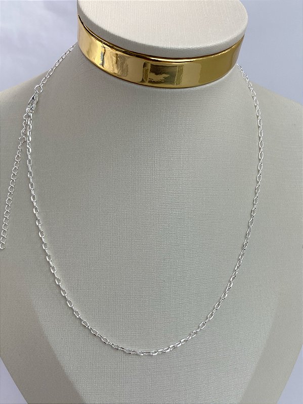 Colar Cartier 40 cm com extensora - Banho Prata 925 semijoia camada de 50 milésimos com verniz - 1 unidade