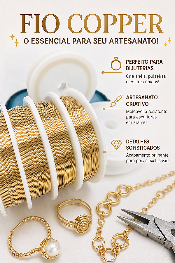 Fio copper 0,40mm - 01 metro - dourado